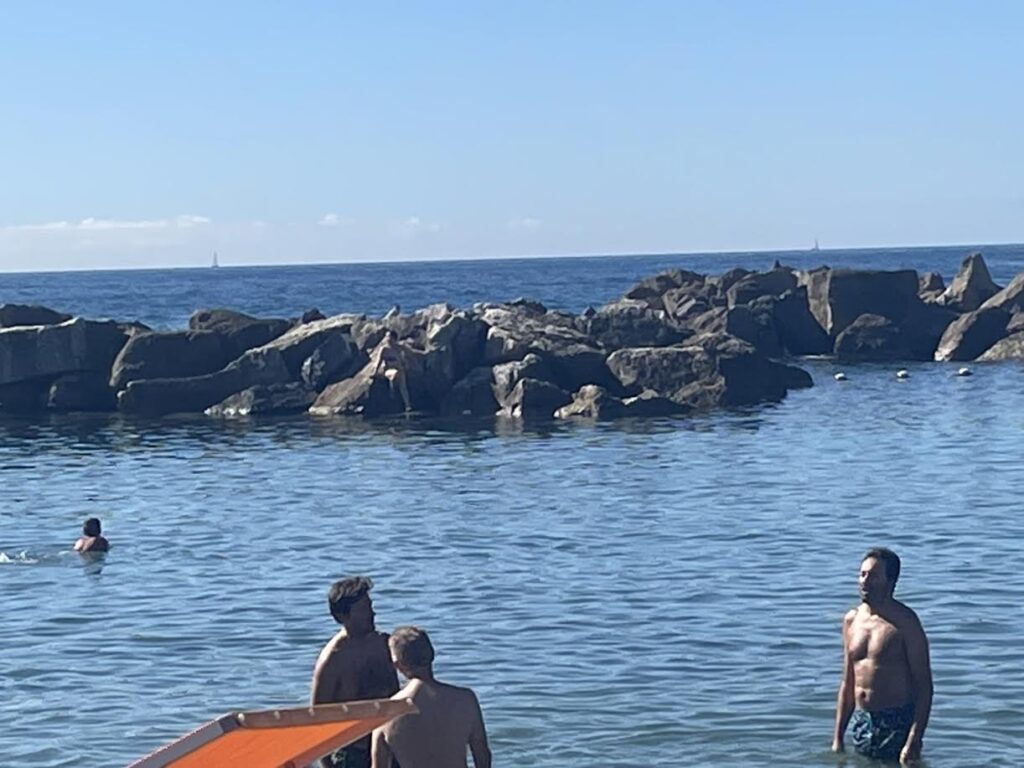 海で遊ぶ人たち