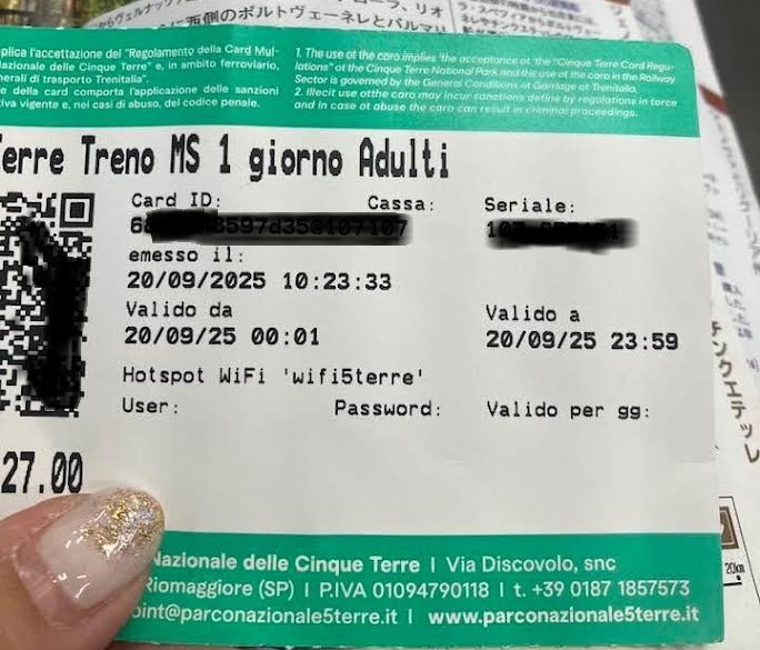 チンクエ・テッレのチケット